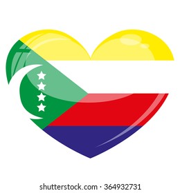 Comoros Flag Heart Vector Silhouette