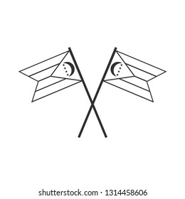 Comoros flag icon in black outline flat design. Independence day or National day holiday concept.