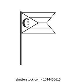 Comoros flag icon in black outline flat design. Independence day or National day holiday concept.