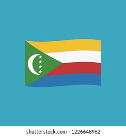 Comoros flag icon in flat design. Independence day or National day holiday concept.