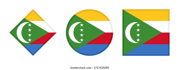 comoros flag icon set, isolated on white background