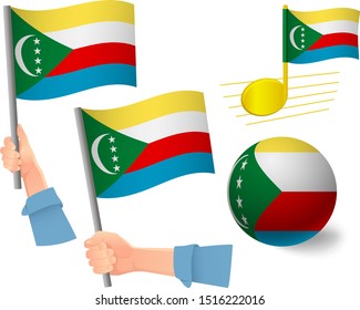 Comoros flag icon set. National flag of Comoros vector illustration