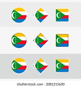Iconos de la bandera de las Comoras, bandera vectorial de las Comoras. Tres versiones del icono.