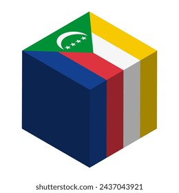 Comoros flag - isometric 3D cube isolated on white background. Vector object.