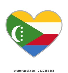 Comoros flag. Comoros love flag. Comoros flag in heart shape. Love symbol. Vector illustration