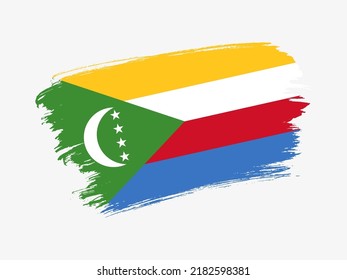 Comoros flag made in textured brush stroke. Patriotic country flag on white background