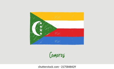Marcador de bandera de Comoras o vector de ilustración de esbozo de lápiz