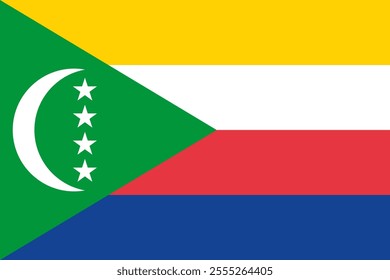 Comoros flag in official colors, dimensions and aspect ratio. Vector flag symbolizing national pride, identity, heritage, patriotism and authority