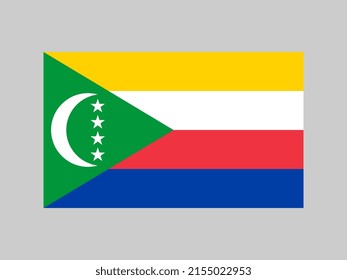 Bandera de las Comoras, colores oficiales y proporción. Ilustración vectorial.