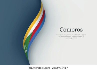 Comoros flag on Waving ribbon. Template for independence day