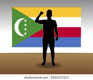 Comoros flag paper texture, single-piece element, vector design, Comoros flag taped on wall, decoration or celebration idea