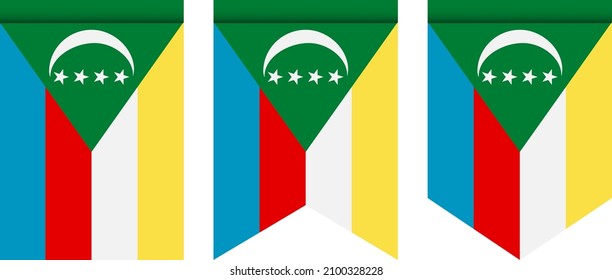 Komorenflagge oder Wimpel einzeln auf weißem Hintergrund. Symbol der Pennant-Flagge.
