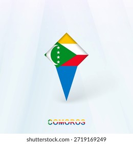Icono de Pin de Bandera de Comoras con Diseño Geométrico. Ilustración vectorial.