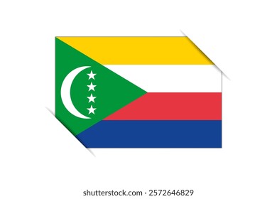 Comoros flag - rectangle colorful flag representing a country cultural identity and heritage. The essence of national pride and unity. Attached by the corners in a paper album