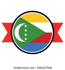 Comoros flag in round button of icon. flag logo of Comoros emblem isolated on white background, Comoros national concept sign, Vector illustration.