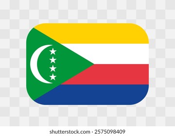 Comoros flag - rounded rectangle colorful flag representing a country cultural identity and heritage. The essence of national pride and unity. Vector flag on transparent background.