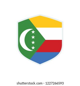 Comoros flag. Comoros shield flag.