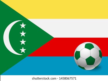 Comoros flag and soccer ball. National football background. Soccer ball with flag of Comoros vector illustration