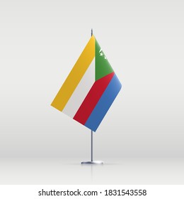 Comoros flag state symbol isolated on background national banner. Greeting card National Independence Day of the Union of the Comoros. Illustration banner with realistic state flag.