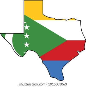 Vector de contorno de estado de silueta de bandera de las Comoras Texas
