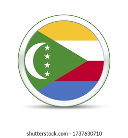 Comoros flag vector in button design. Eps 10 vector illustration.