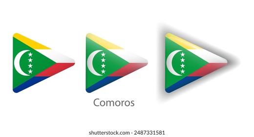 Comoros flag vector icons set in the shape of rounded triangle