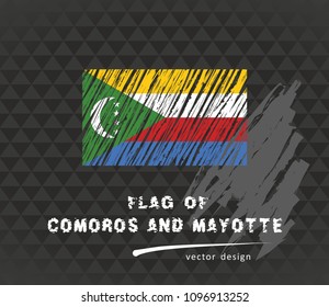 Comoros flag, vector sketch hand drawn illustration on dark grunge background