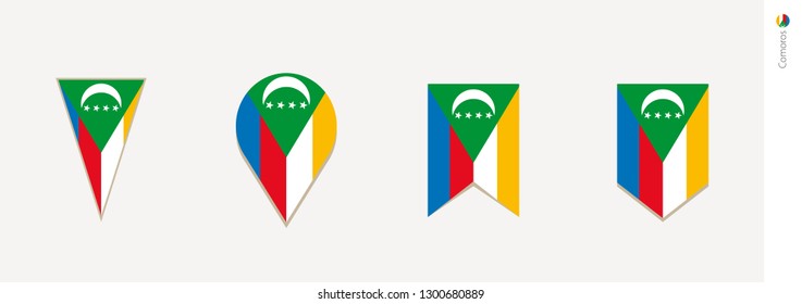Comoros flag in vertical design, vector illustration.