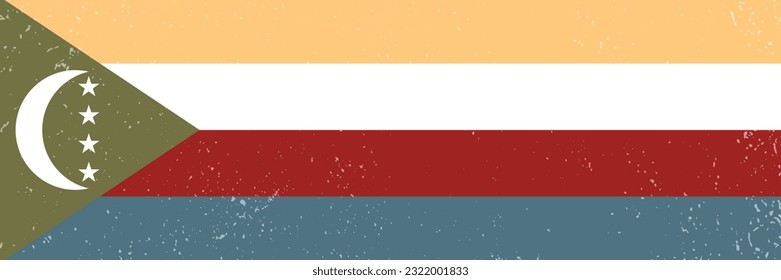 Banner vintage de bandera de las Comoras, diseño vectorial