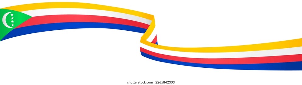 Comoros flag wave isolated on png or transparent background