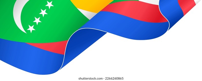 Comoros flag wave isolated on png or transparent background