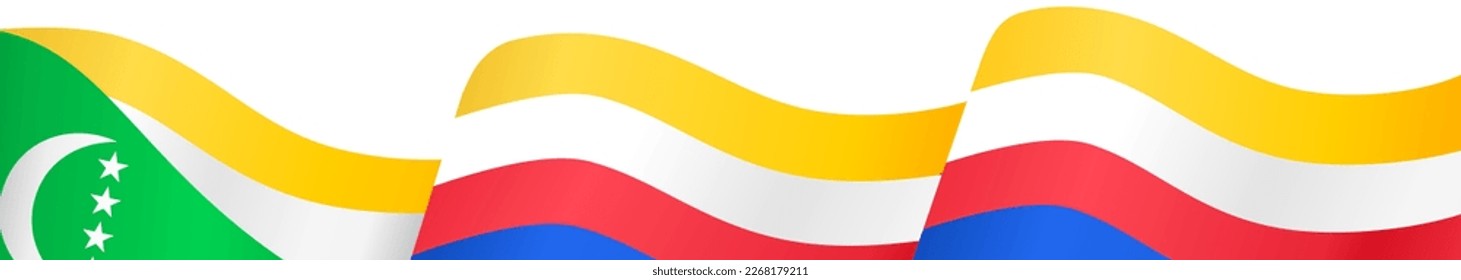 Comoros flag wave isolated on png or transparent background