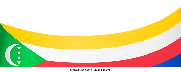 Comoros flag wave isolated on png or transparent background