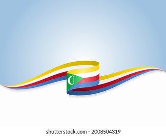 Comoros flag wavy abstract background. Vector illustration.