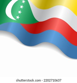 Comoros flag wavy abstract background. Vector illustration.