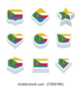 comoros flags icons and button set nine styles