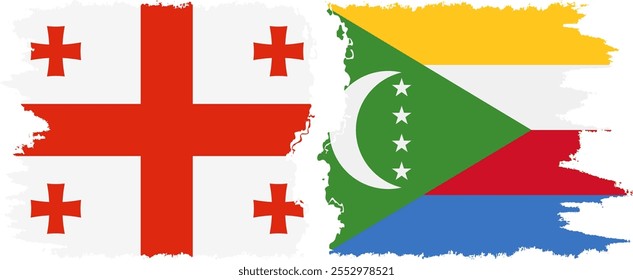 Conexión de banderas grunge de Comoras y Georgia, Vector