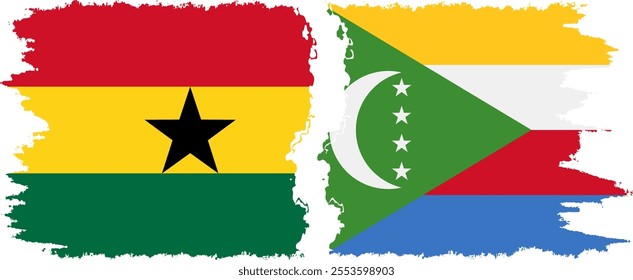 Comoros and Ghana grunge flags connection, vector