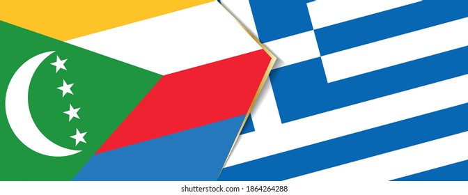 Comoros and Greece flags, two vector flags symbol of relationship or confrontation.