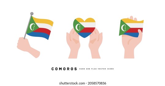 [Comoros] Hand and national flag icon vector illustration