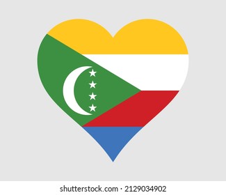 Comoros Heart Flag. Comorian Love Shape Country Nation National Flag. Union of the Comoros Banner Icon Sign Symbol. EPS Vector Illustration.