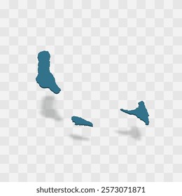 Comoros high detailed vector representation of country silhouette. 3D map on transparent background with dropped shadow. For educational, decorative, or informational use.