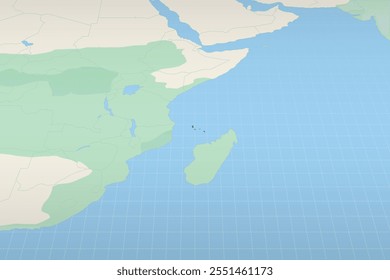 Comoros highlighted on a detailed map, geographic location of Comoros. Vector Map.