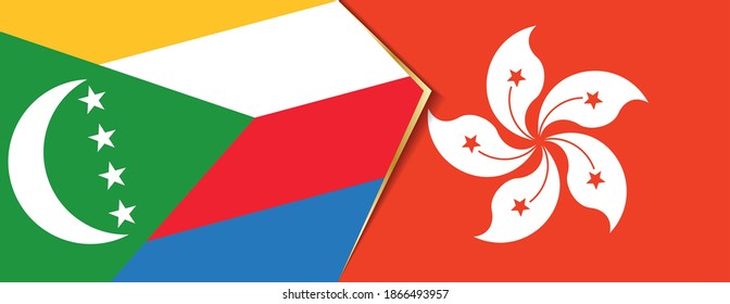 Comoras y banderas de Hong Kong, dos banderas vectoriales símbolo de relación o confrontación.