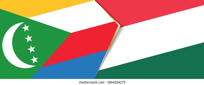 Comoros and Hungary flags, two vector flags symbol of relationship or confrontation.
