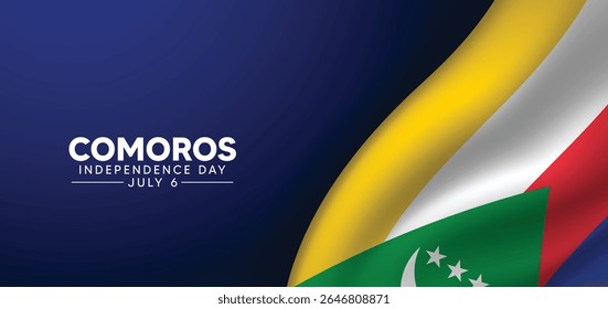 Comoros Independence Day 6 July waving flag vector poster