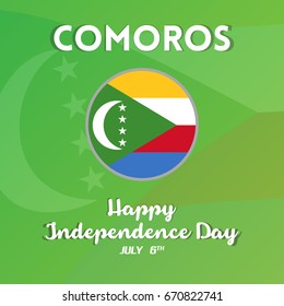 Comoros Independence Day celebration vector illustration for 6th july. Can be used for banners, backgrounds and greetings. Comoros national flag and patriotic design. 
