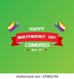 Comoros Independence Day celebration vector illustration for 6th july. Can be used for banners, backgrounds and greetings. Comoros national flag and patriotic design. 