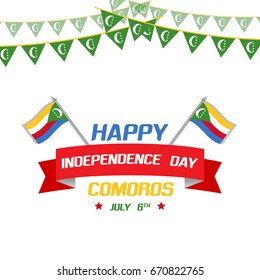 Comoros Independence Day celebration vector illustration for 6th july. Can be used for banners, backgrounds and greetings. Comoros national flag and patriotic design. 
