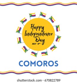Comoros Independence Day celebration vector illustration for 6th july. Can be used for banners, backgrounds and greetings. Comoros national flag and patriotic design. 